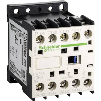 Contacteur électromagnétique de Schneider Electric, modèle CA3KN40FD, pour applications de commande industrielle. Adapté pour 110V.