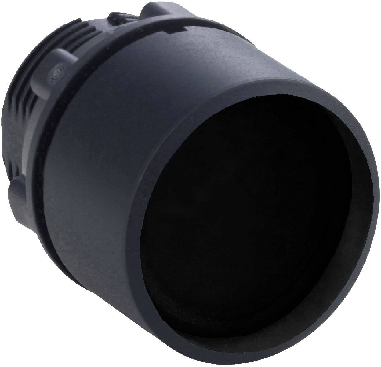 Un objet noir cylindrique avec un bord cannelé, probablement un objectif de caméra ou un composant technique.
