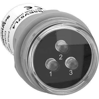 Un bouton-poussoir industriel gris, rond, avec une surface noire et les chiffres '1', '2' et '3' dessus.