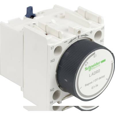 Relais temporisé de Schneider Electric, modèle LADRO, avec réglage de temporisation de 0,1 à 3 secondes.