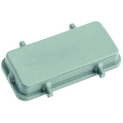 Un couvercle plat en plastique vert rectangulaire avec plusieurs petites chevilles.