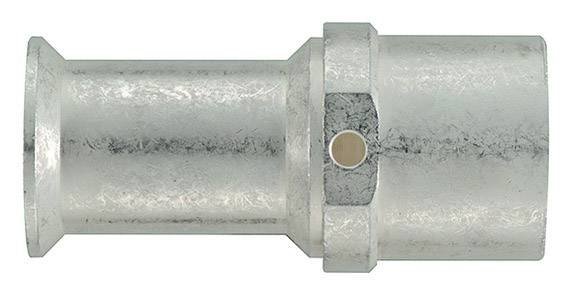 Raccord de tube métallique de forme cylindrique avec une section hexagonale centrale pour une installation ou un démontage facile.