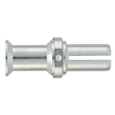 Pièce de connexion tubulaire métallique, cylindrique, avec une fente latérale sur le dessus. Conçue pour des applications industrielles.