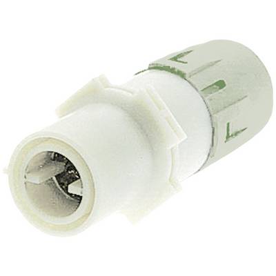 Une fiche électrique blanche et verte avec des contacts métalliques, souvent utilisée pour établir une connexion fiable dans des appareils techniques.