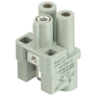 Bloc de terminaux double avec deux bornes rondes, utilisé pour la fixation des câbles électriques ; gaine en plastique grise.
