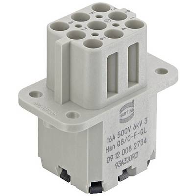 Connecteur industriel à boîtier gris avec plusieurs emplacements circulaires, adapté aux applications de 16A et 500V.
