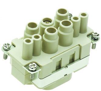 Un connecteur rectangulaire, multipolaire, beige, doté de plusieurs bornes et de verrous métalliques sur les côtés.