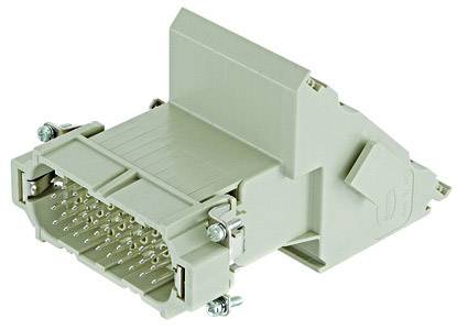 Connecteur rectangulaire gris avec plusieurs broches métalliques. Principalement utilisé pour les connexions industrielles.