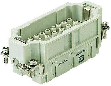 Connecteur rectangulaire gris avec agrafes métalliques et plusieurs broches de contact, adapté aux connexions électriques dans les applications industrielles.