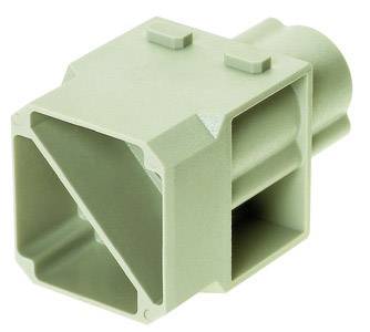 Boîtier de connecteur en plastique avec ouverture carrée et lignes droites.