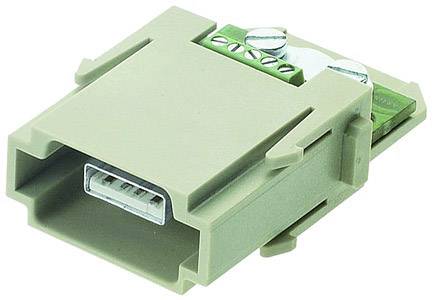 Un adaptateur avec une connexion USB d'un côté et des bornes à vis de l'autre, adapté pour les connexions électriques.