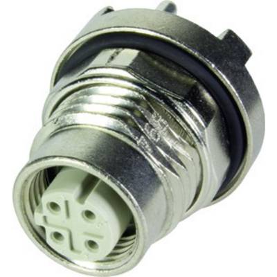 Fiche métallique à connecteur circulaire multibroche, adaptée aux appareils techniques.