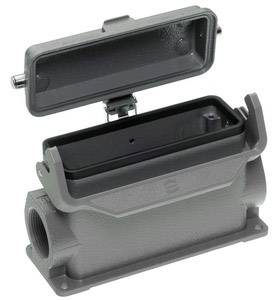 Boîtier pour connexions électriques, rectangulaire, avec couvercle amovible. Fabriqué en métal gris.