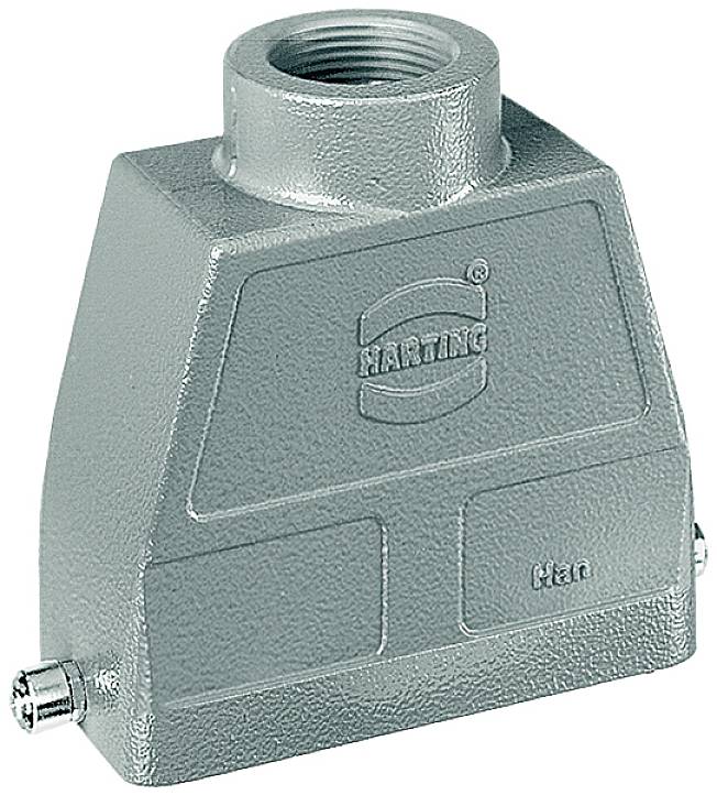 Boîtier métallique d'un composant de connexion électrique avec filetage et logo imprimé, adapté aux applications industrielles.