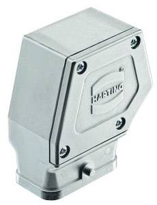 Composant rectangulaire en argent portant le logo 'HARTING', fixé par des vis, probablement un connecteur électrique.