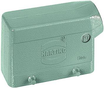 Housse de protection robuste verte de Harting, adaptée aux applications industrielles, avec des points d'ancrage marqués en bas.