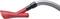 Un adaptateur d'aspirateur rouge avec un tuyau flexible gris est représenté, servant de connexion entre des appareils.