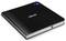 Un appareil ASUS noir, plat et carré avec un élément lumineux bleu dans le coin, probablement un graveur Blu-ray externe.