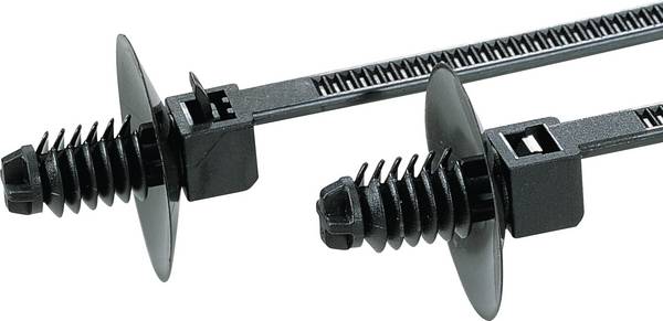 HellermannTyton 150-55610 T18RDP5-PA66-BK Serre-câble 110 mm 2.50 mm noir avec pied ancre et jupe 500 pc(s)