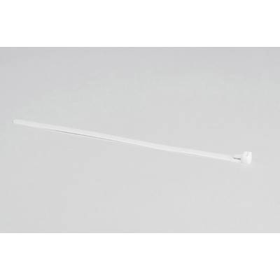 Un collier de serrage blanc posé sur un fond gris, principalement utilisé pour des fixations dans diverses applications.