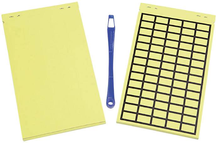 Ensemble jaune pour Bingo, composé de deux cartes de jeu avec des cases numérotées et d'une partie bleue pour le marquage.