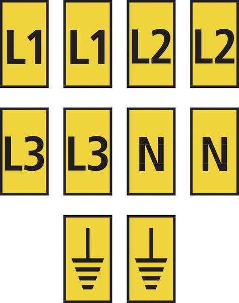 HellermannTyton WIC2-L1,L2,L3,N,Earth-PA66-YE (1000) Clip de marquage Impression Erde 561-02303