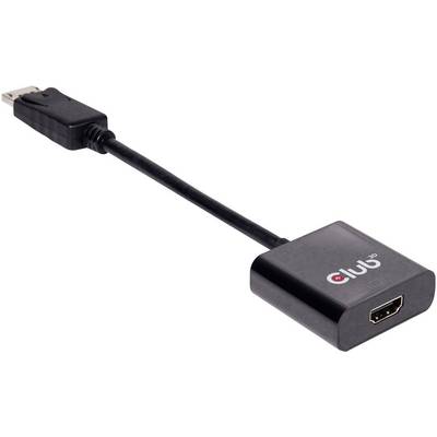 Un adaptateur noir avec une fiche DisplayPort d'un côté et un port HDMI de l'autre.