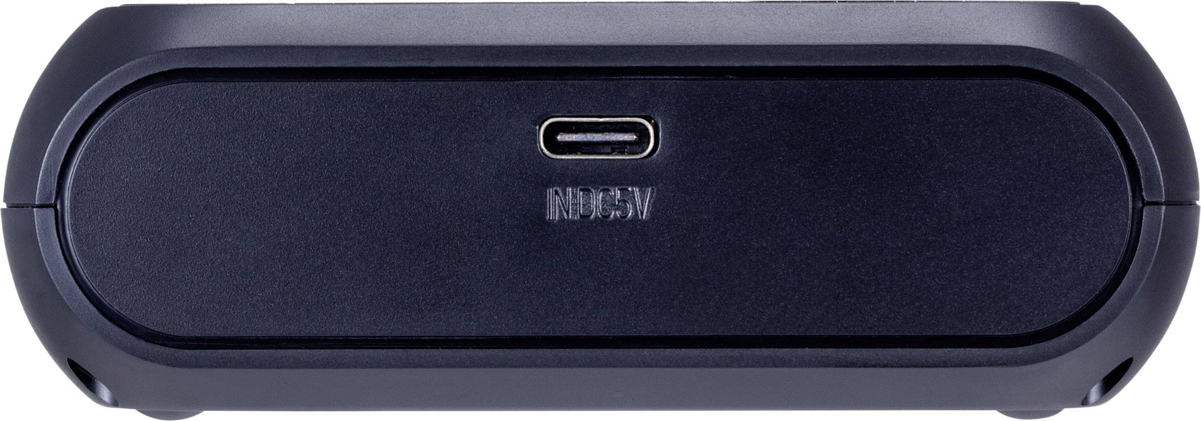 Appareil électronique noir avec port USB-C et inscription 'IN 15V'.