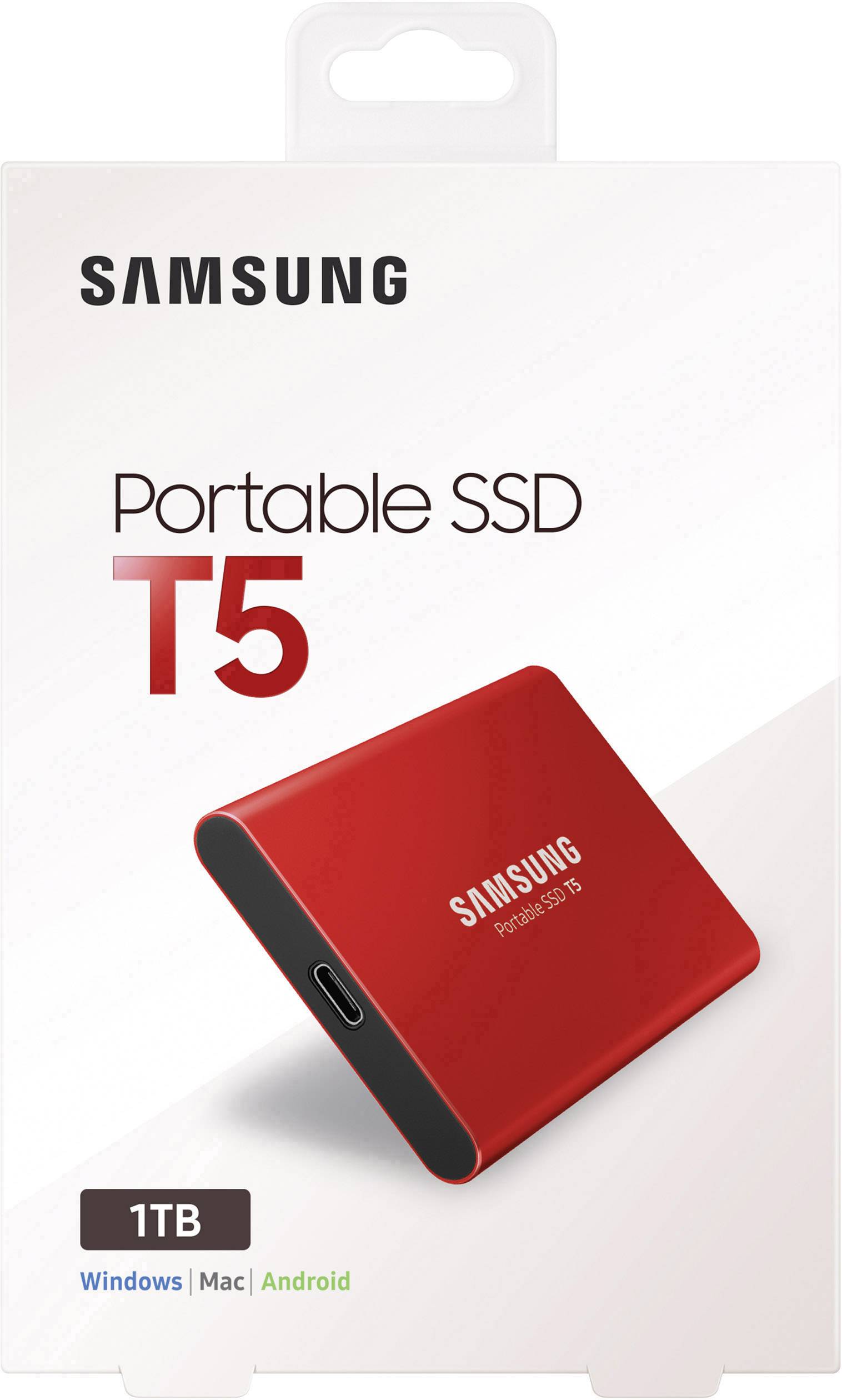 Samsung Portable T5 1 TB Disque dur externe SSD USB-C® (USB 3.2 Gen 2) rouge MU-PA1T0R/EU-6