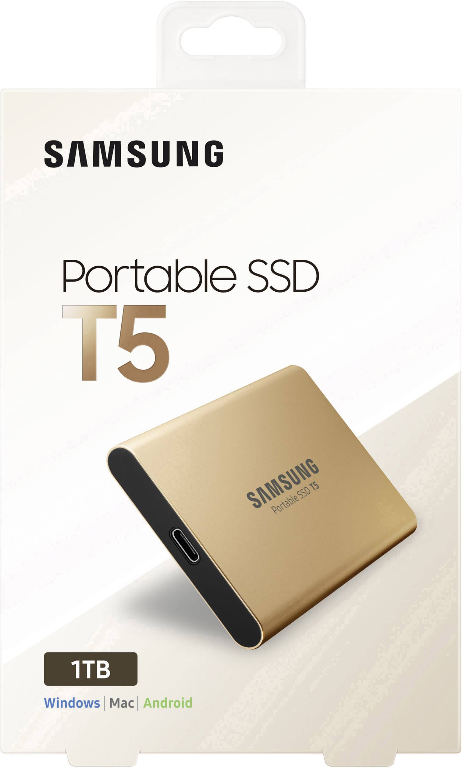 Samsung Portable T5 1 TB Disque dur externe SSD USB-C® (USB 3.2 Gen 2) or rose MU-PA1T0G/EU-5