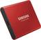 SSD portable externe Samsung T5 en rouge, compact et léger, avec connexion USB.