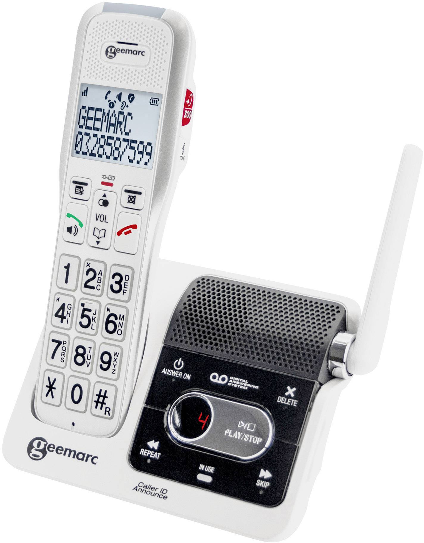Téléphone sans fil Senior avec volume réglable et bouton SOS-0