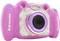 Appareil photo pour enfants en rose avec objectif de 2 mégapixels et zoom numérique 4x, adapté aux jeunes photographes.
