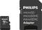 Une carte microSD de 64 Go et un adaptateur de Philips.