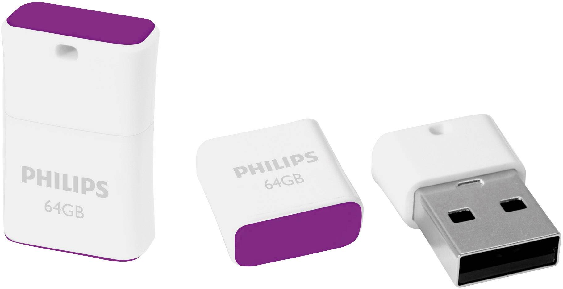 Philips USB-Stick 64GB 2.0 USB Drive Pico - Flash-Speicher - unsortiert Clé USB 64 GB violet 8719274665465 USB 2.0-2