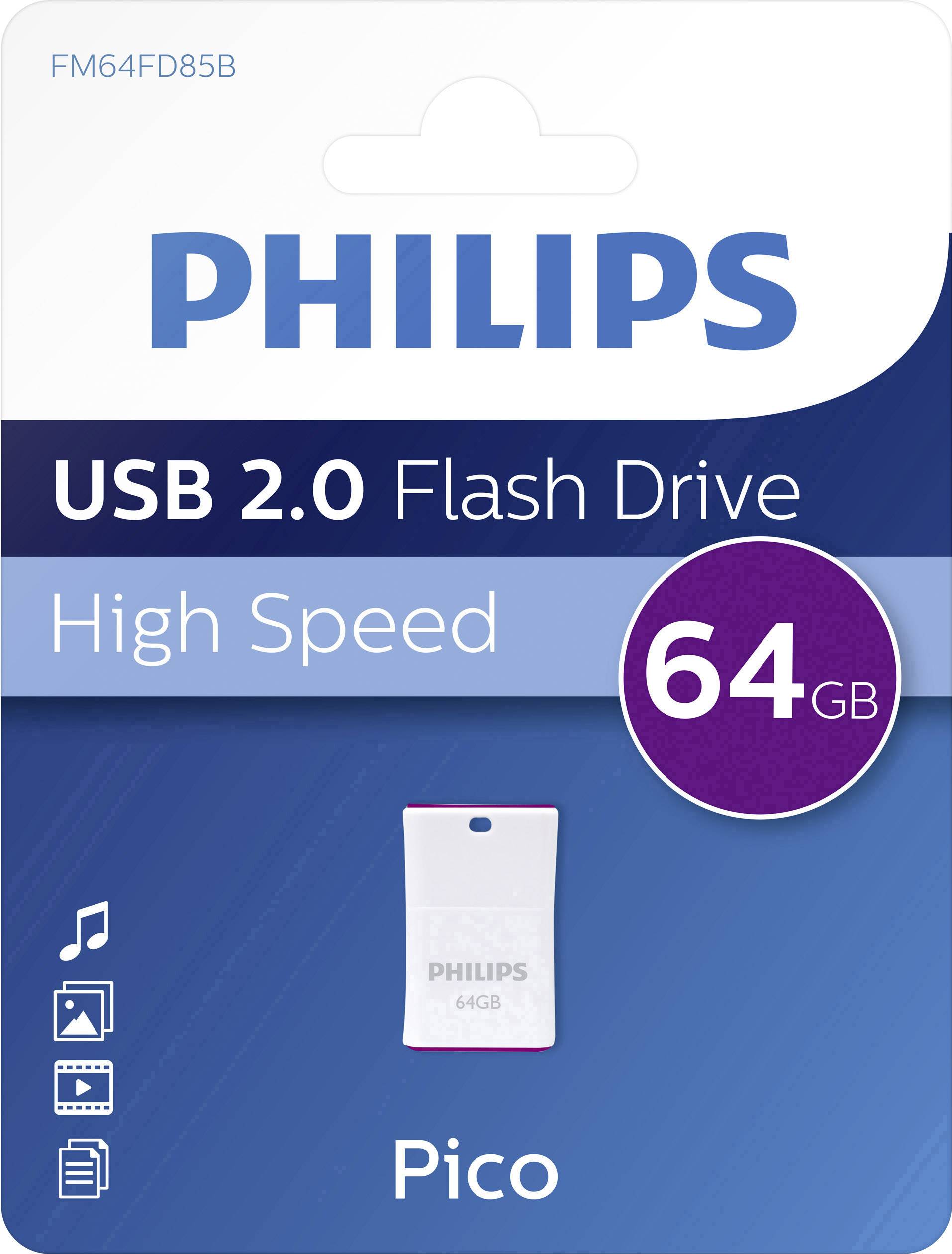 Philips USB-Stick 64GB 2.0 USB Drive Pico - Flash-Speicher - unsortiert Clé USB 64 GB violet 8719274665465 USB 2.0-4