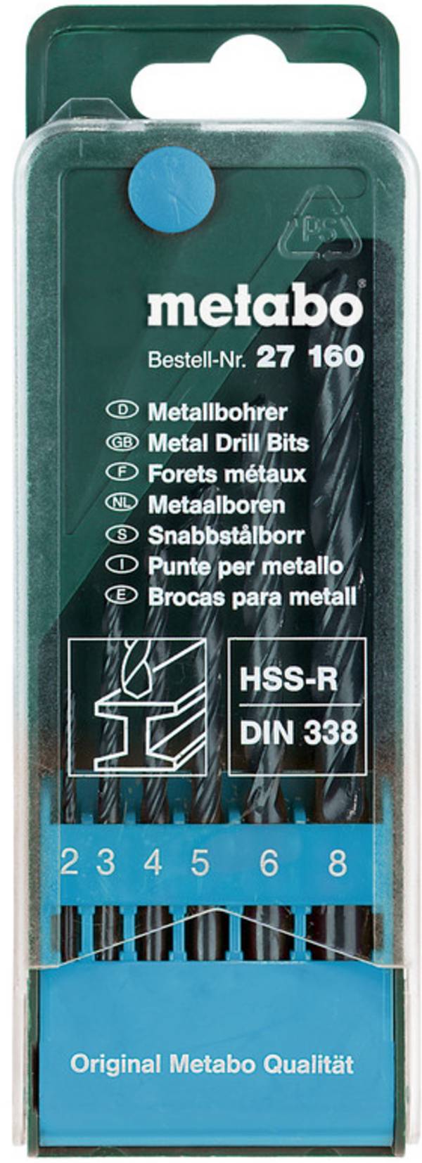 Metabo 627160000 Foret pour le métal 6 pièces 2 mm, 3 mm, 4 mm, 5 mm, 6 mm, 8 mm 6 pc(s)