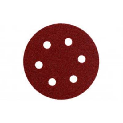 Disque de ponçage rond avec six trous, utilisé pour le travail du bois ou des métaux. Idéal pour les machines à poncer.