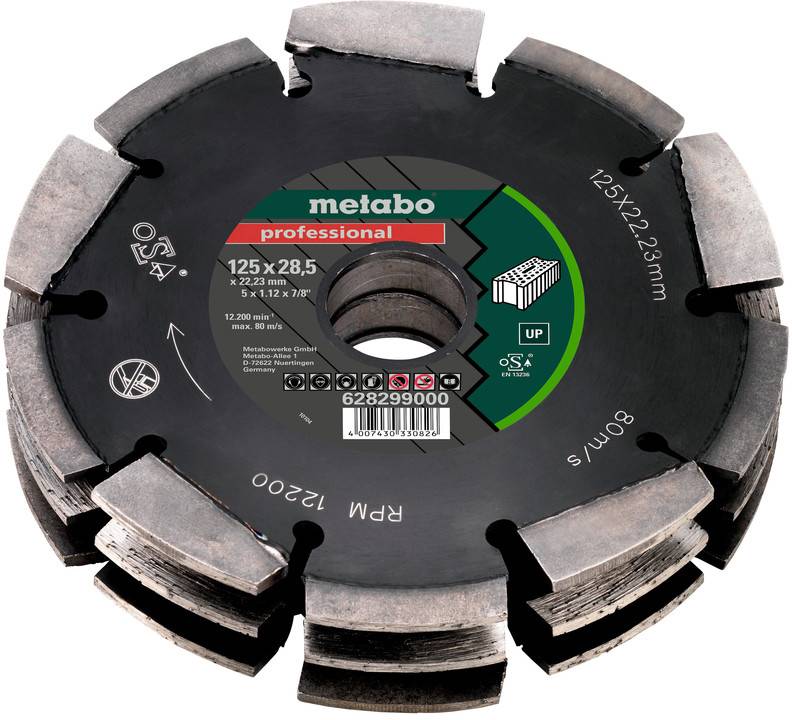 Metabo 628299000 Fraise à rainurer Carbure de tungstène Longueur 175 mm Dimension produit, Ø 125 mm 1 pièce