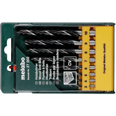 Ensemble de forets Metabo, Réf. Z 202, comprenant 10 forets de diamètre 1 à 10 mm, adapté aux travaux sur bois.