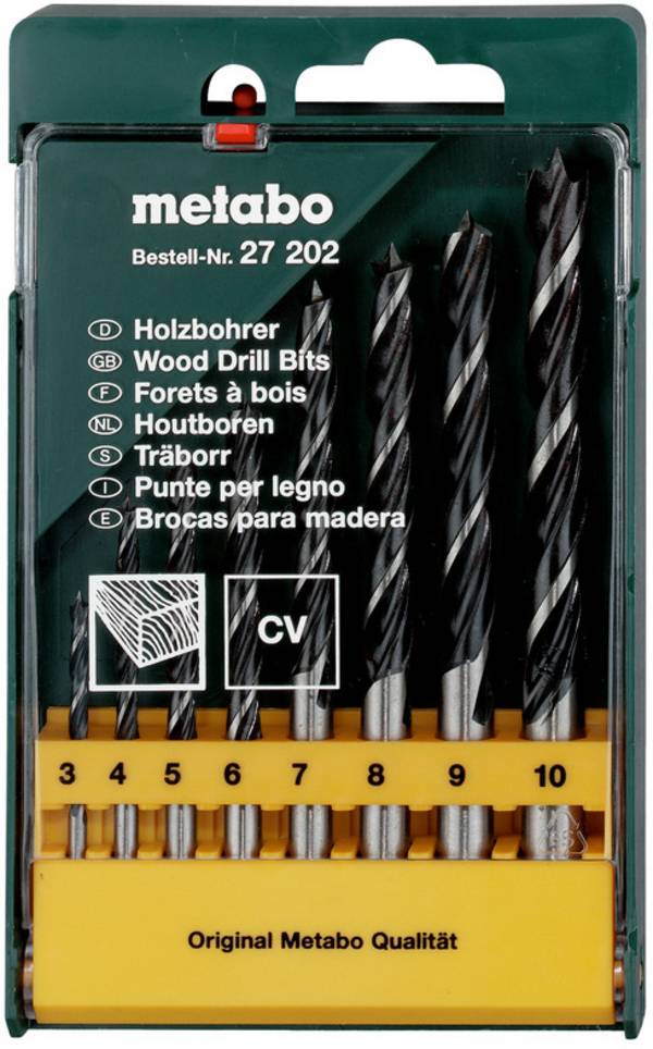 Metabo 627202000 Jeu de forets pour le bois 8 pièces 3 mm, 4 mm, 5 mm, 6 mm, 7 mm, 8 mm, 9 mm, 10 mm 1 pc(s)
