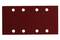 Bande de papier de verre rouge avec six trous ronds disposés en deux rangées.