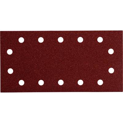 Panneau rectangulaire texturé rouge avec douze points circulaires blancs disposés autour du bord comme un cadre arrondi.