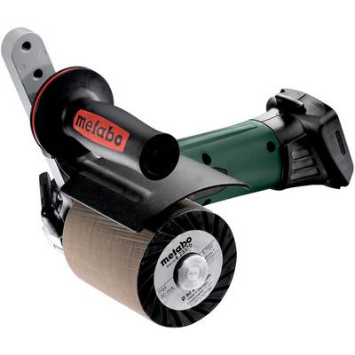 Outil électroportatif Metabo avec tambour de ponçage cylindrique et poignée latérale, présenté isolé sur un fond blanc.