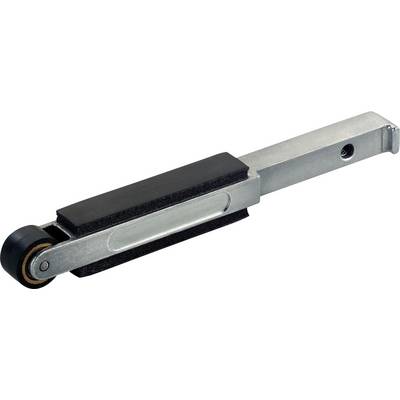Outil métallique réglable avec un rouleau noir sur une extrémité et un bras coulissant, présenté isolé sur un fond blanc.
