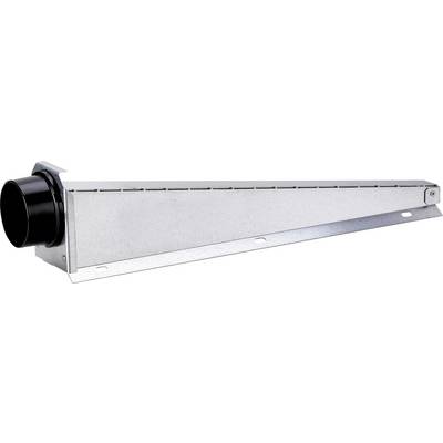 Pièce de transition de conduit HVAC en métal avec entrée ronde noire et corps rectangulaire long effilé