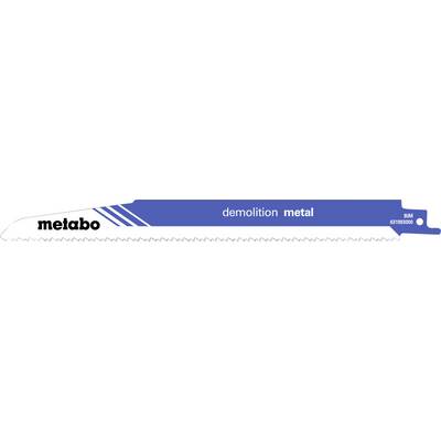 Emballage de lame de scie à métaux Metabo pour démolition avec étiquette bleu et blanc et nom de produit en caractères gras.