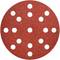 Adaptateur de papier de verre rond de couleur rouge, à grain fin, avec quinze trous uniformément répartis pour s'adapter aux machines.