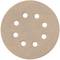 Disque abrasif beige avec huit trous, design rond.