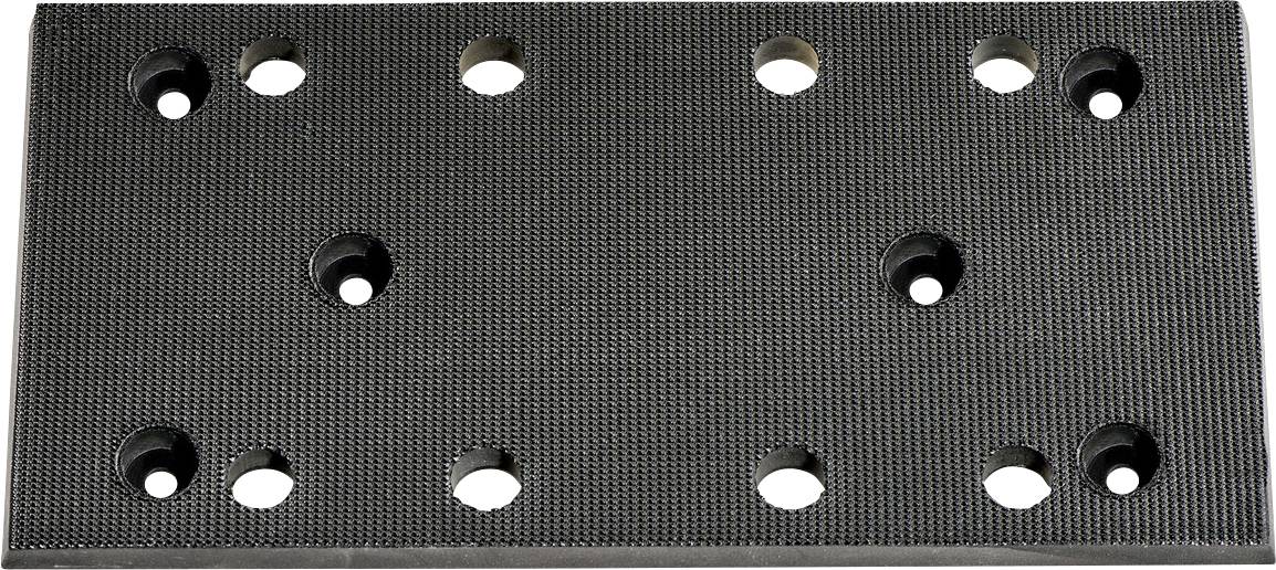 Tapis rectangulaire texturé noir avec plusieurs trous circulaires, vu de dessus.